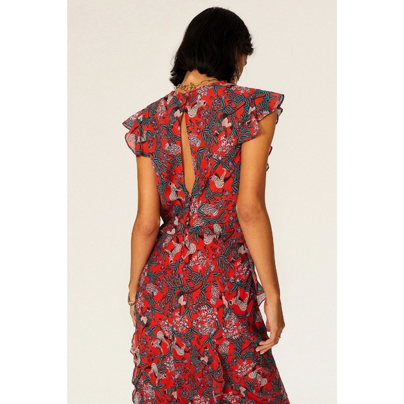 Saloni Tamara-B Tropical Silk Ruffle Maxi Dress - Picture 6 of 8